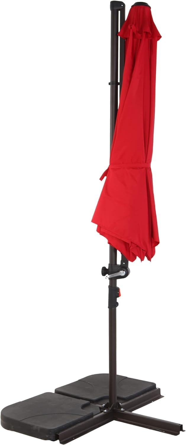 Grand patio 10Ft Patio Cantilever Umbrella with Cross Base, Outdoor Offset Umbrella with 360-degree Rotation, Crank and Easy Tilt, Red