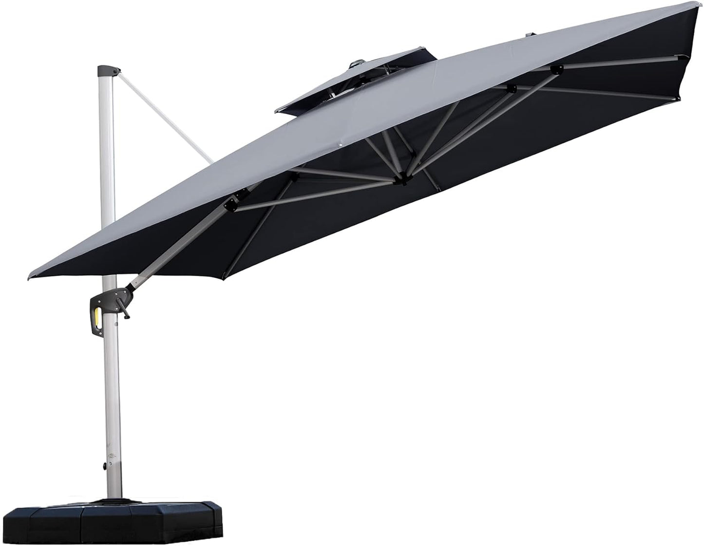 PURPLE LEAF 10ft Patio Umbrella Outdoor Square Large Cantilever Windproof Offset and Heavy Duty Sun Umbrella for Garden Deck Pool, Beige