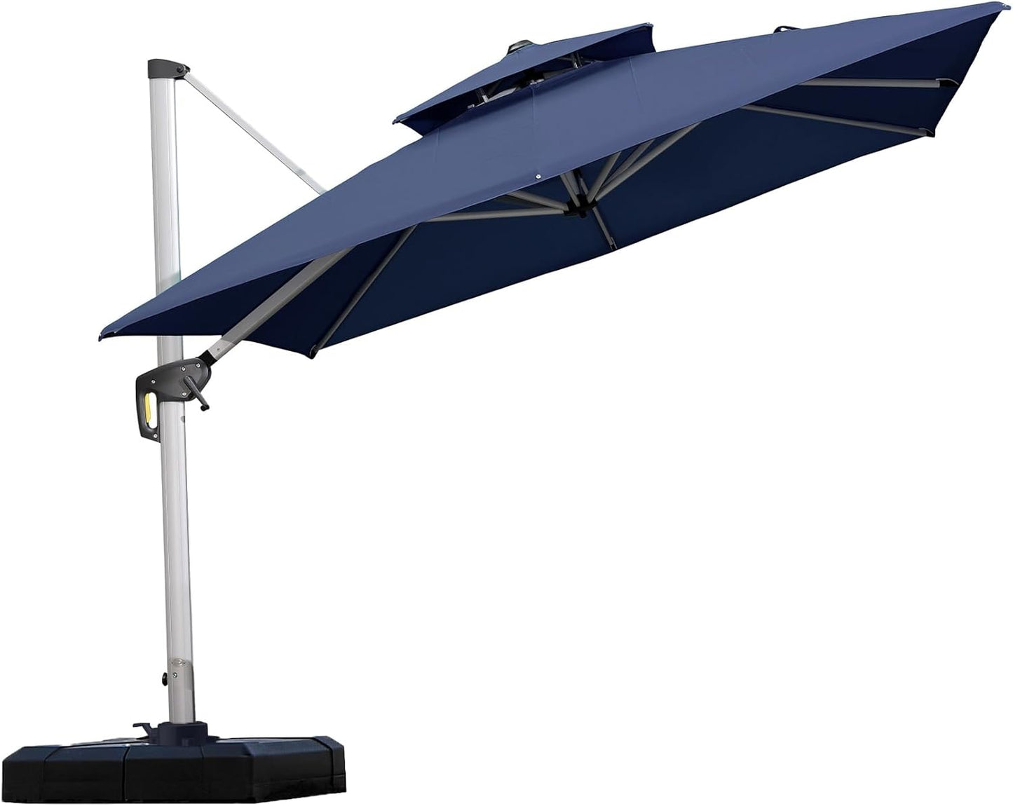 PURPLE LEAF 10ft Patio Umbrella Outdoor Square Large Cantilever Windproof Offset and Heavy Duty Sun Umbrella for Garden Deck Pool, Beige