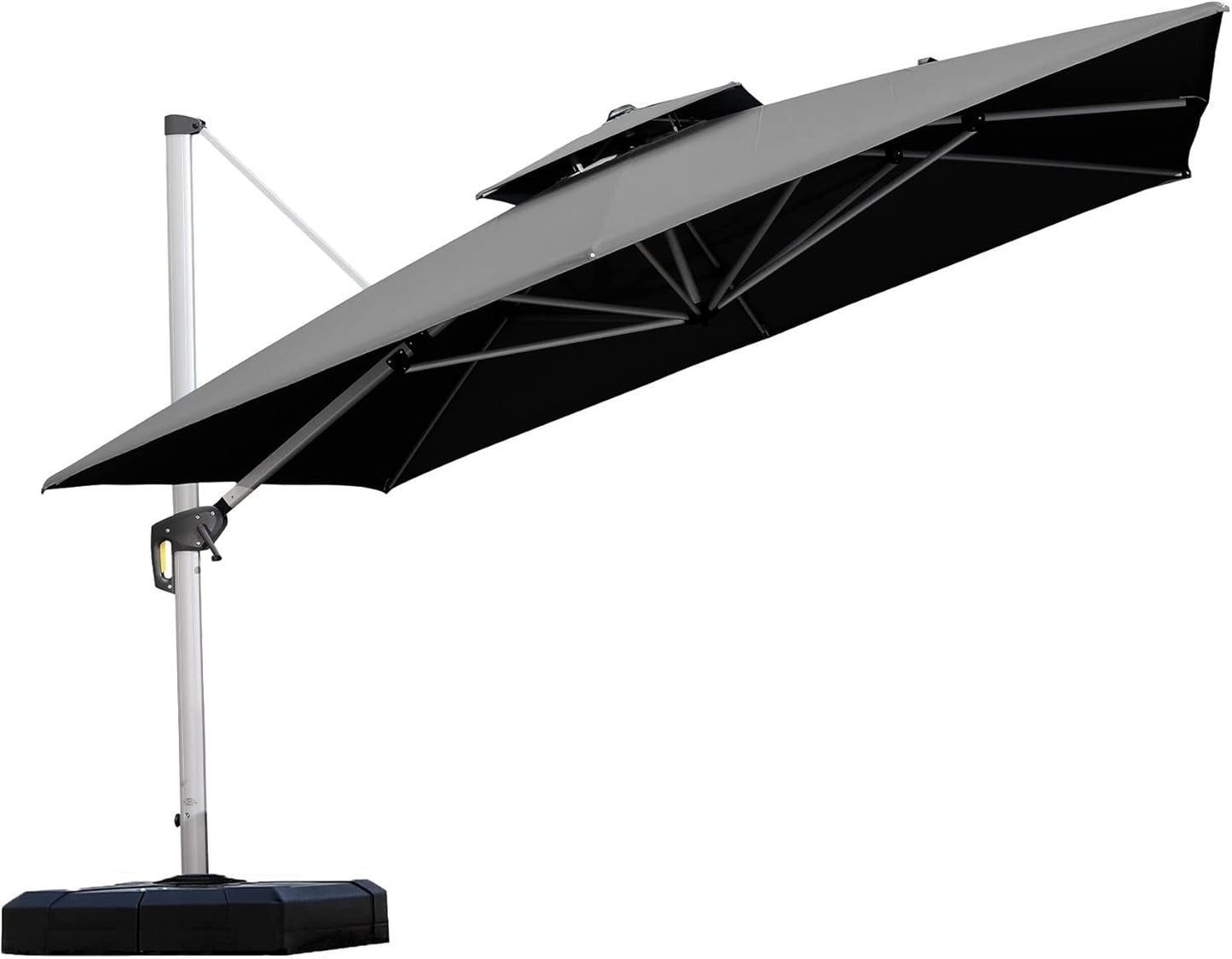 PURPLE LEAF 10ft Patio Umbrella Outdoor Square Large Cantilever Windproof Offset and Heavy Duty Sun Umbrella for Garden Deck Pool, Beige
