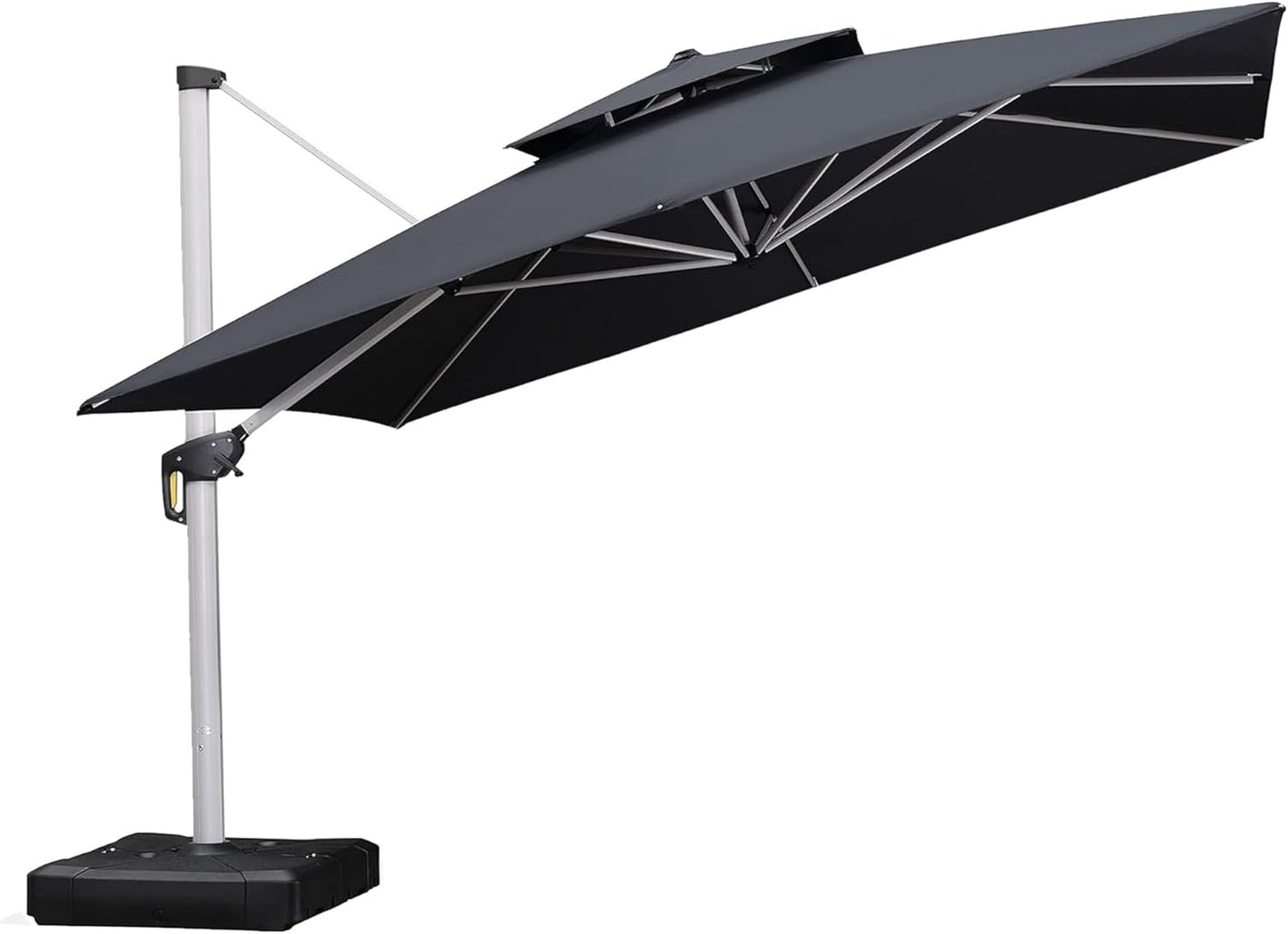 PURPLE LEAF 10ft Patio Umbrella Outdoor Square Large Cantilever Windproof Offset and Heavy Duty Sun Umbrella for Garden Deck Pool, Beige