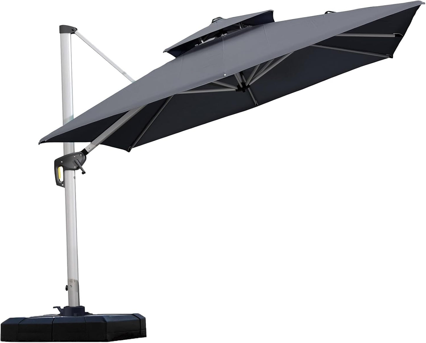 PURPLE LEAF 10ft Patio Umbrella Outdoor Square Large Cantilever Windproof Offset and Heavy Duty Sun Umbrella for Garden Deck Pool, Beige