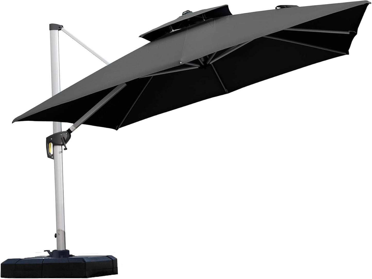 PURPLE LEAF 10ft Patio Umbrella Outdoor Square Large Cantilever Windproof Offset and Heavy Duty Sun Umbrella for Garden Deck Pool, Beige