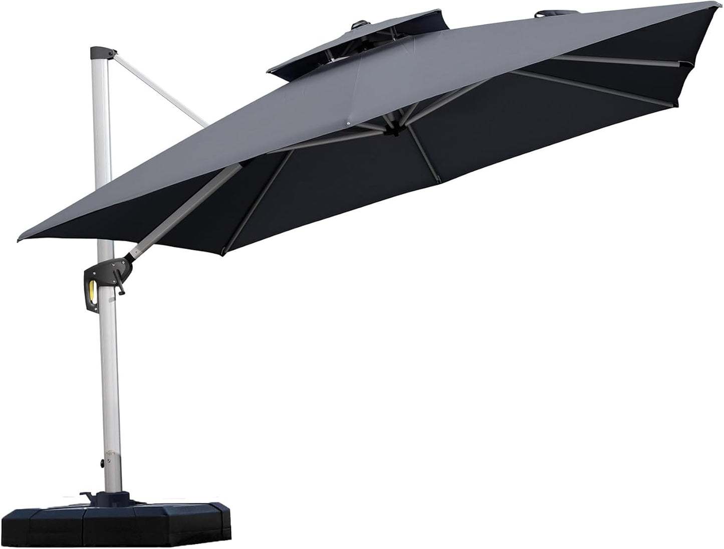 PURPLE LEAF 10ft Patio Umbrella Outdoor Square Large Cantilever Windproof Offset and Heavy Duty Sun Umbrella for Garden Deck Pool, Beige