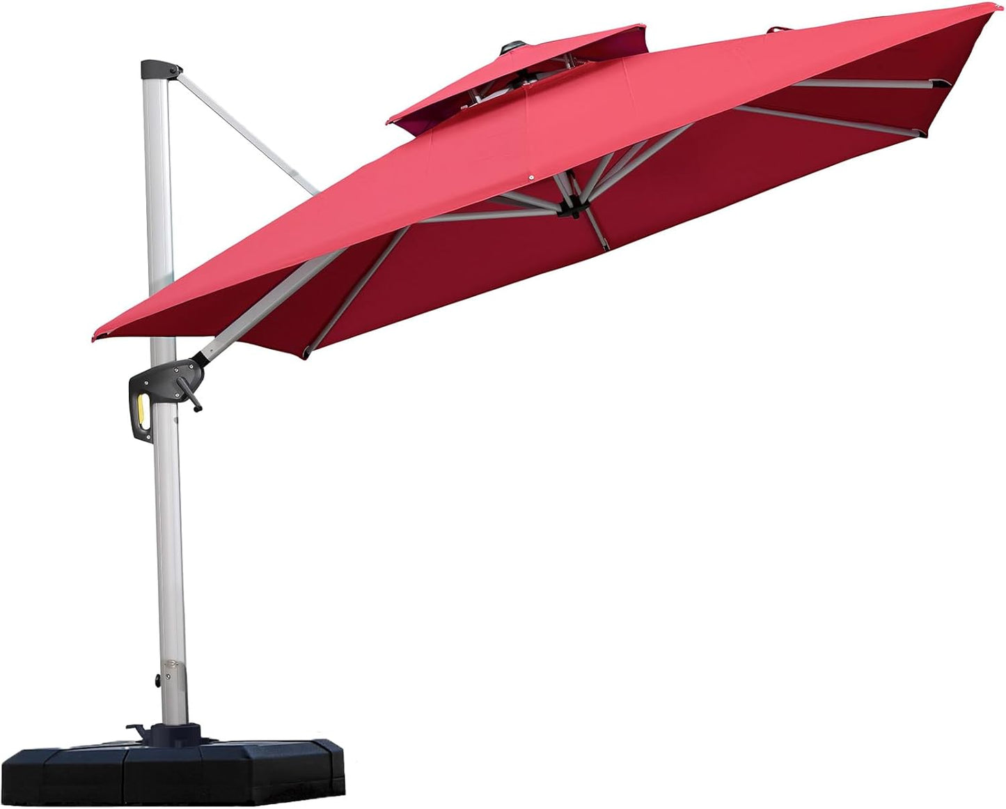 PURPLE LEAF 10ft Patio Umbrella Outdoor Square Large Cantilever Windproof Offset and Heavy Duty Sun Umbrella for Garden Deck Pool, Beige