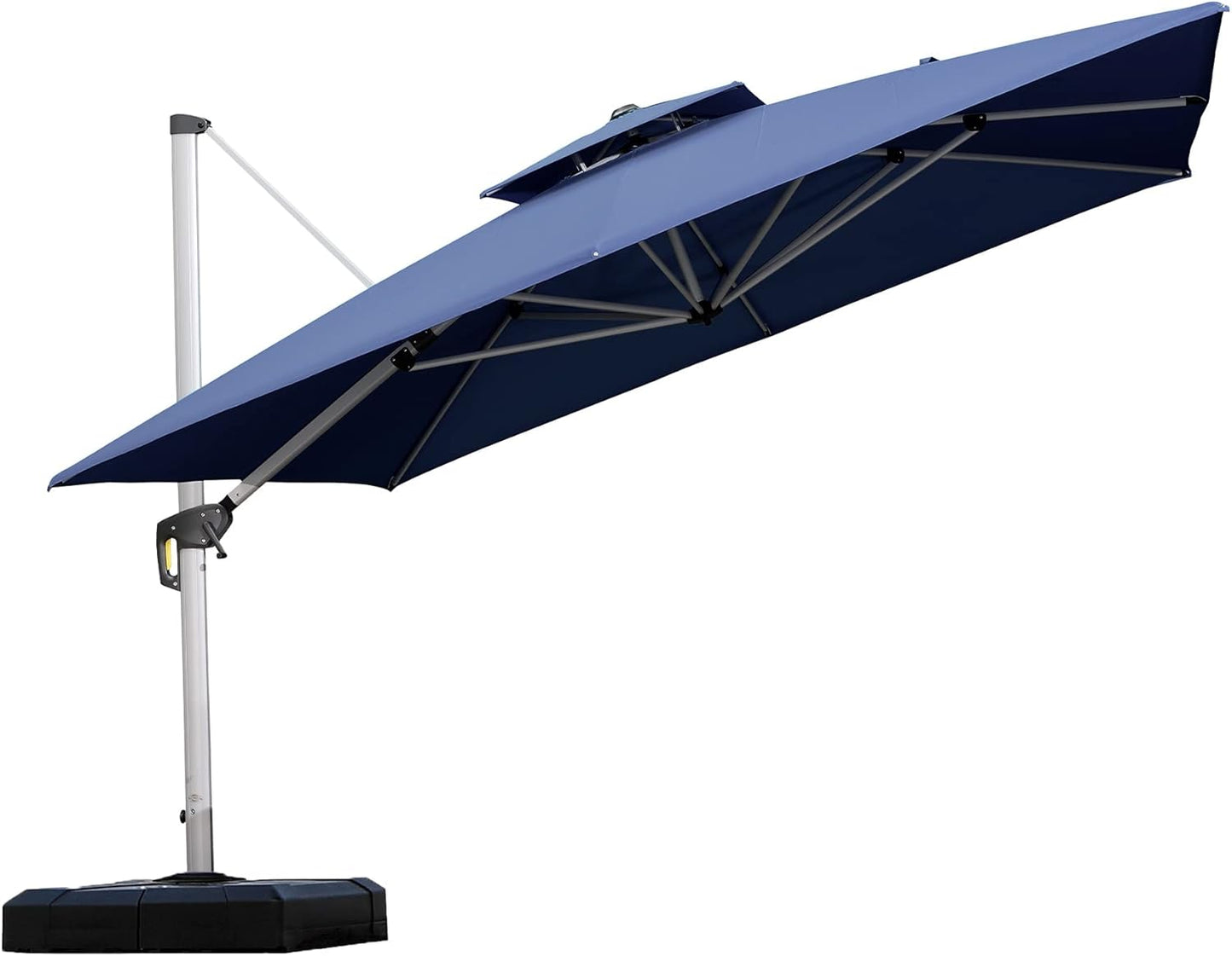 PURPLE LEAF 10ft Patio Umbrella Outdoor Square Large Cantilever Windproof Offset and Heavy Duty Sun Umbrella for Garden Deck Pool, Beige