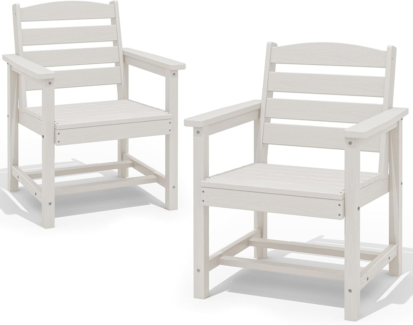 SERWALL 7-Piece Patio Dining Table Sets, Outdoor HDPE Dining Furniture Set with Umbrella Hole Cut-Out Table and 6 Chairs, White