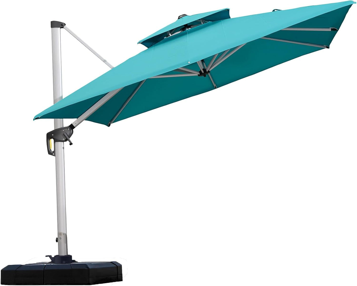 PURPLE LEAF 10ft Patio Umbrella Outdoor Square Large Cantilever Windproof Offset and Heavy Duty Sun Umbrella for Garden Deck Pool, Beige