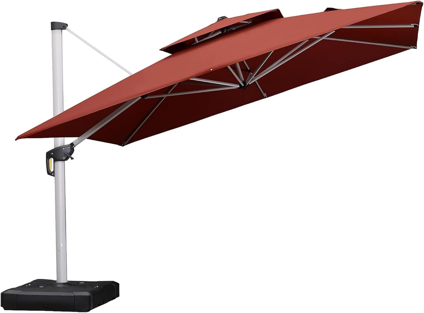PURPLE LEAF 10ft Patio Umbrella Outdoor Square Large Cantilever Windproof Offset and Heavy Duty Sun Umbrella for Garden Deck Pool, Beige