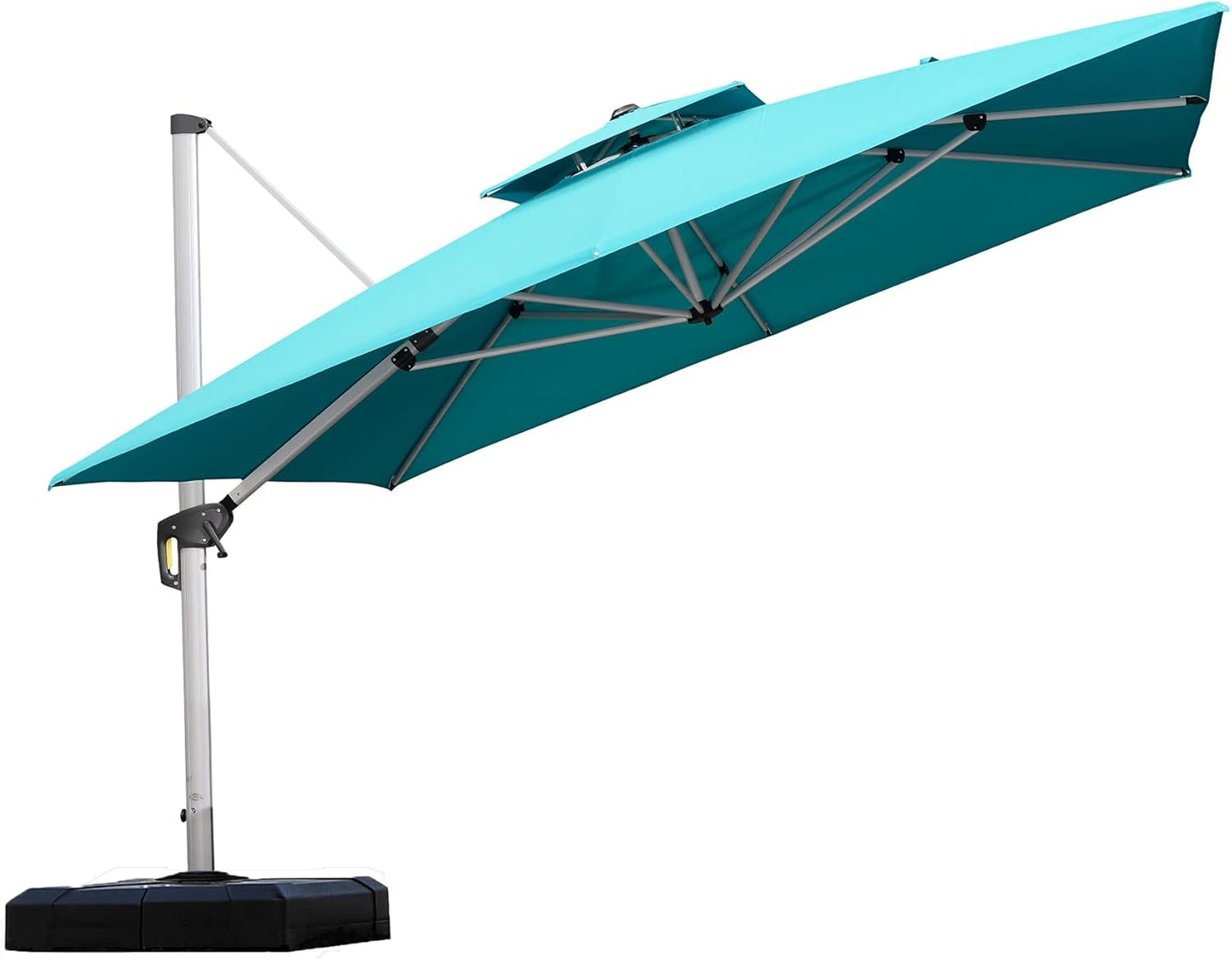 PURPLE LEAF 10ft Patio Umbrella Outdoor Square Large Cantilever Windproof Offset and Heavy Duty Sun Umbrella for Garden Deck Pool, Beige