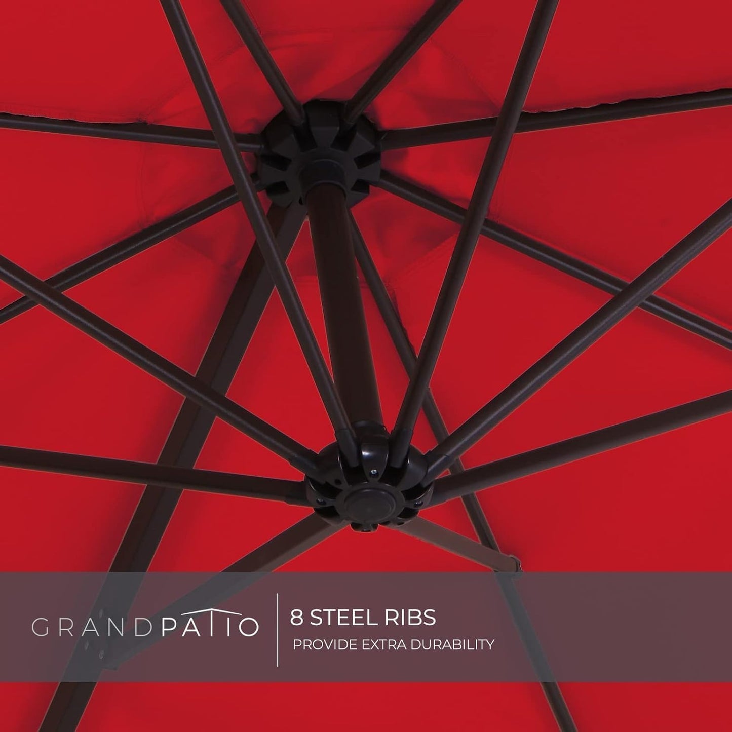 Grand patio 10Ft Patio Cantilever Umbrella with Cross Base, Outdoor Offset Umbrella with 360-degree Rotation, Crank and Easy Tilt, Red