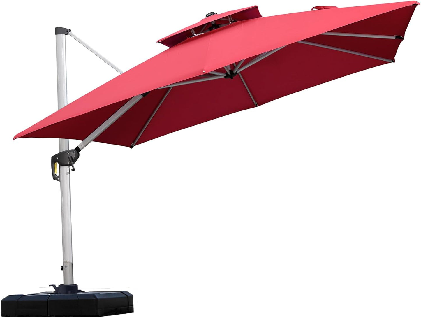 PURPLE LEAF 10ft Patio Umbrella Outdoor Square Large Cantilever Windproof Offset and Heavy Duty Sun Umbrella for Garden Deck Pool, Beige