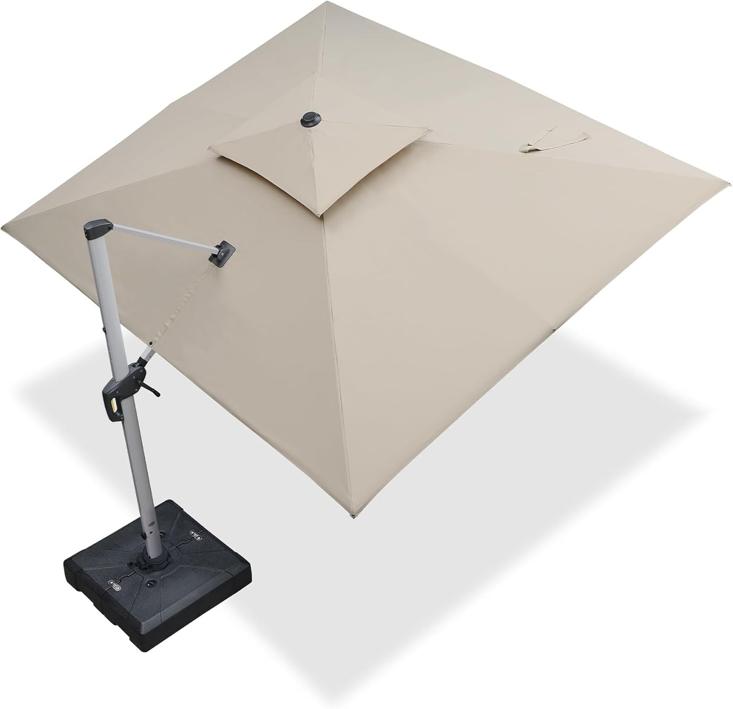 PURPLE LEAF 10ft Patio Umbrella Outdoor Square Large Cantilever Windproof Offset and Heavy Duty Sun Umbrella for Garden Deck Pool, Beige