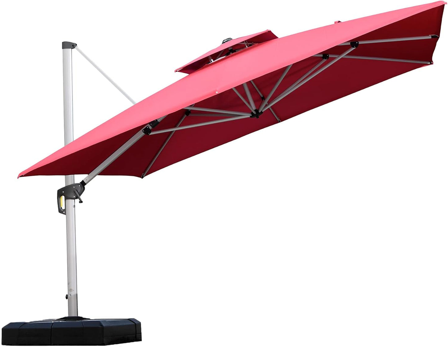 PURPLE LEAF 10ft Patio Umbrella Outdoor Square Large Cantilever Windproof Offset and Heavy Duty Sun Umbrella for Garden Deck Pool, Beige
