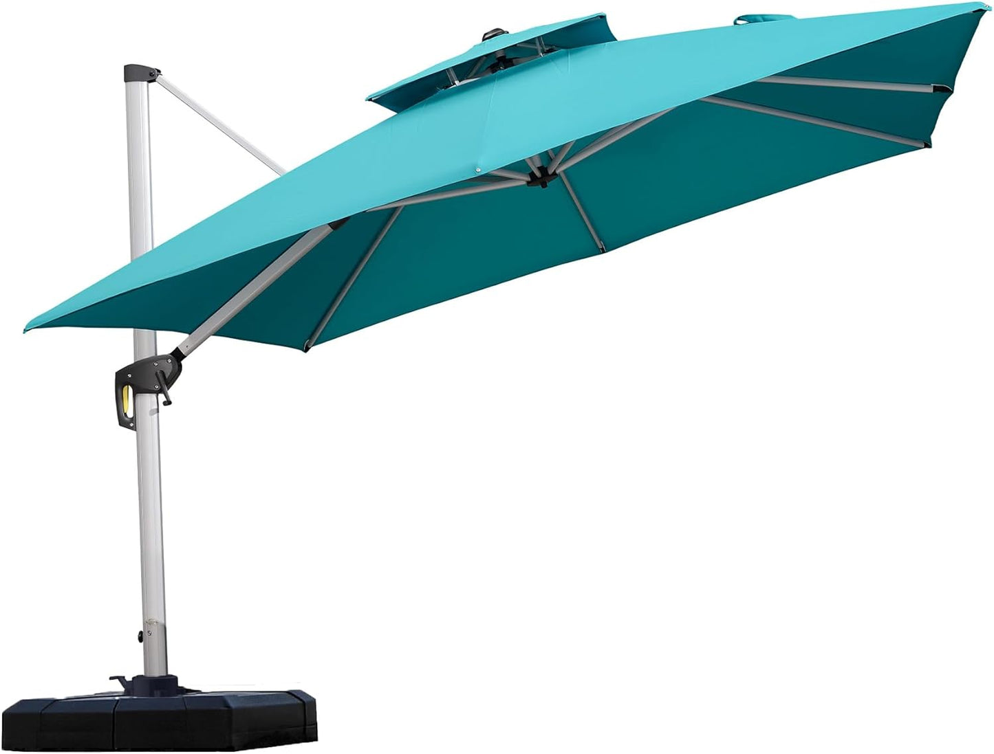 PURPLE LEAF 10ft Patio Umbrella Outdoor Square Large Cantilever Windproof Offset and Heavy Duty Sun Umbrella for Garden Deck Pool, Beige
