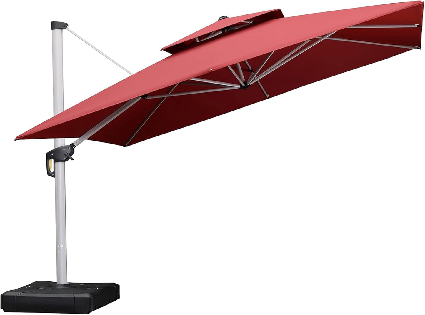 PURPLE LEAF 10ft Patio Umbrella Outdoor Square Large Cantilever Windproof Offset and Heavy Duty Sun Umbrella for Garden Deck Pool, Beige