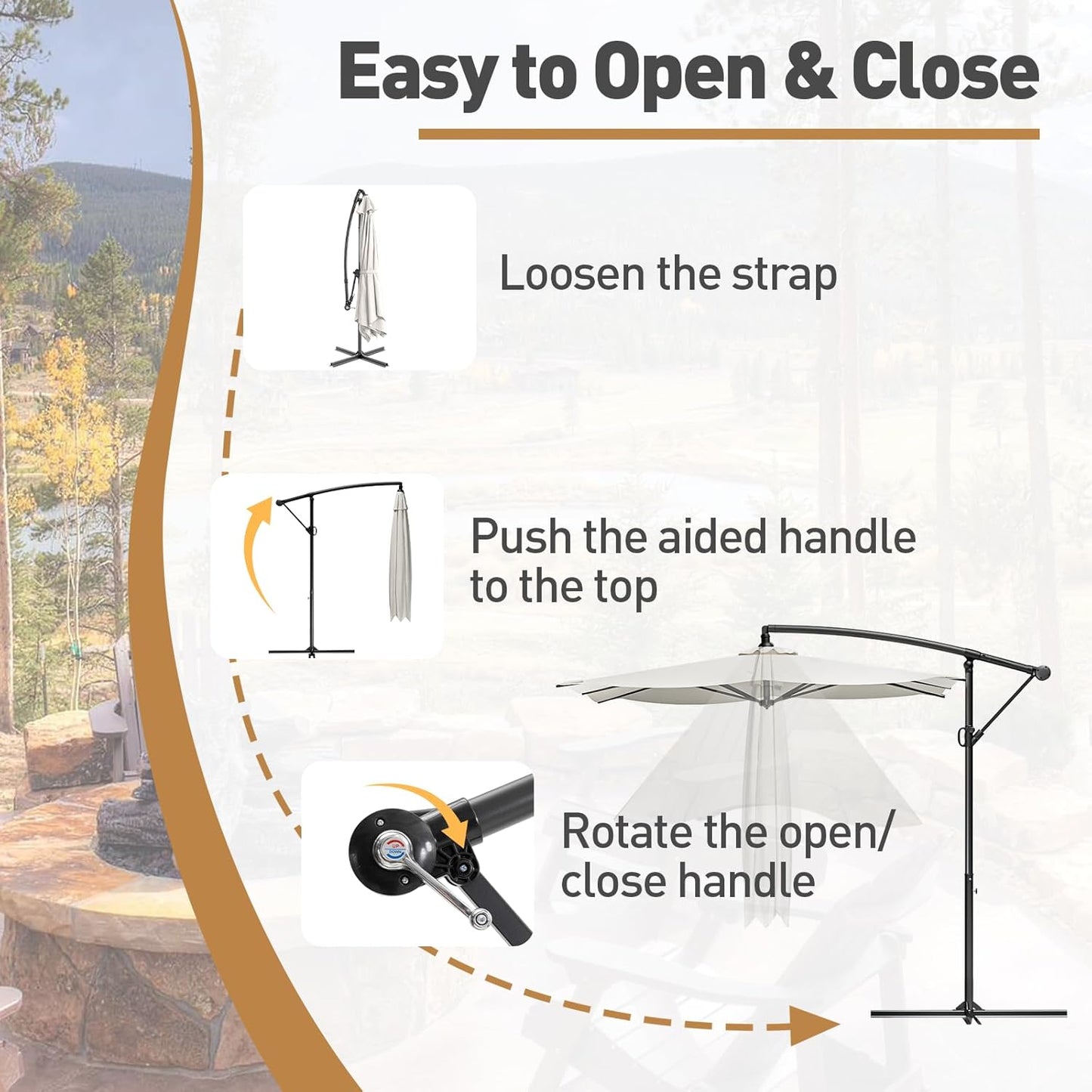 COSIEST 9 x 11.5FT Offset Patio Umbrella, Cantilever Hanging Outdoor Umbrella w/360-degree Rotation, Handy Crank, UV & Waterproof Canopy, 6 Ribs for Market, Backyard, Poolside, Garden