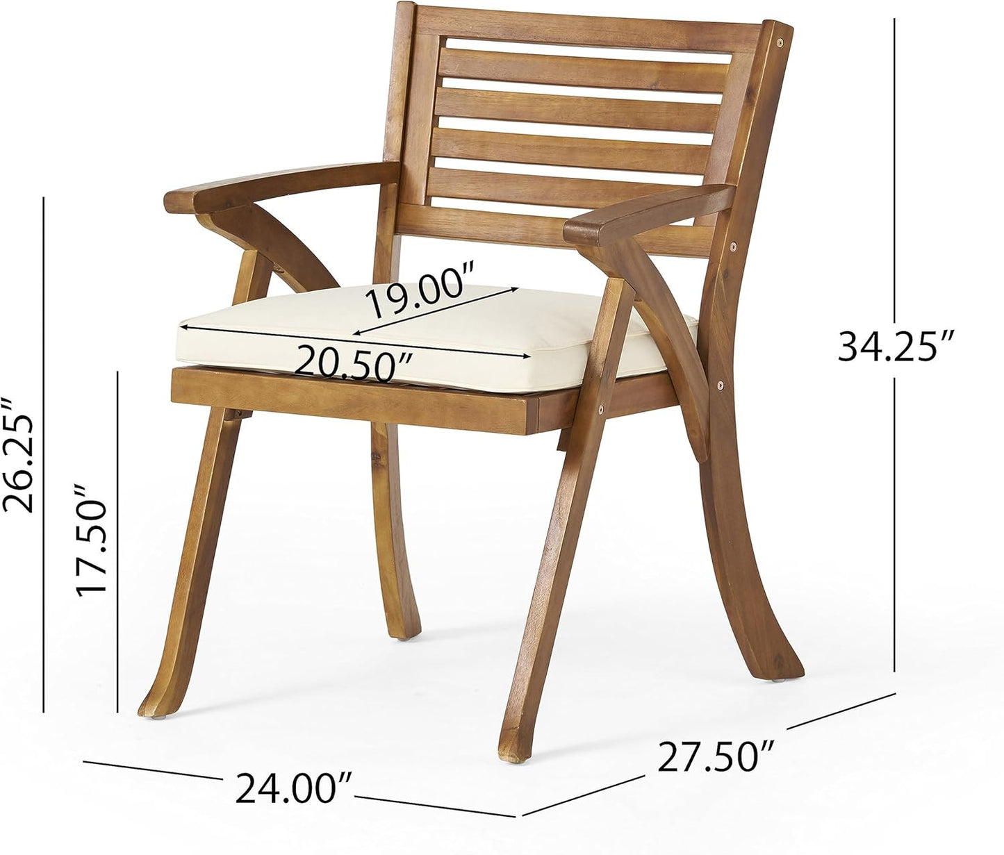 Christopher Knight Home Hermosa Acacia Wood Dining Set, 5-Pcs Set, Teak Finish