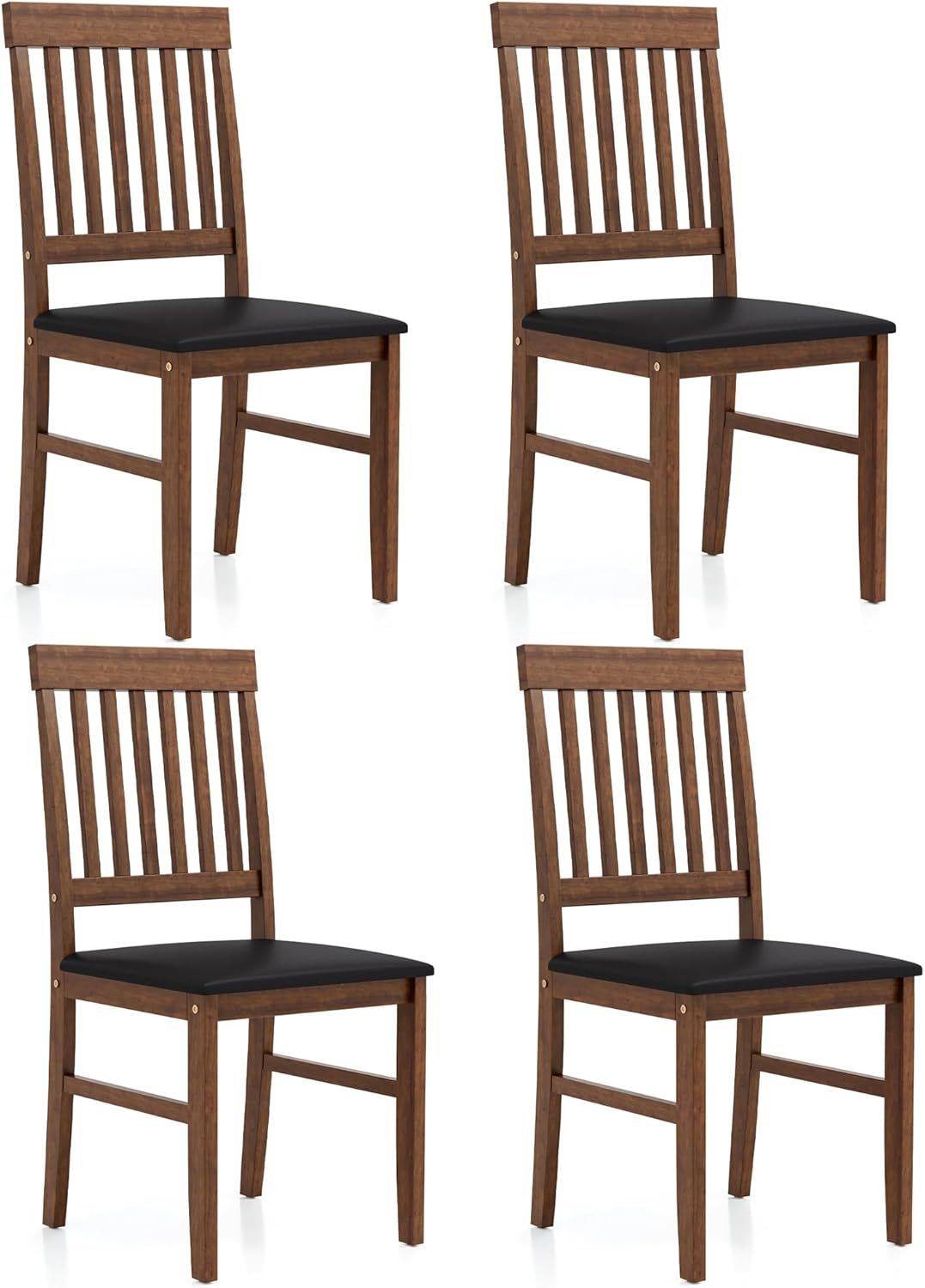 Dining Table Set for 6, Solid Wood Set, Farmhouse Rectangular Kitchen Table and 6 Chairs, 7-Piece Dinette Table Set for Dining Room, Living Room, Home Office, Terrace, Courtyard, Brown