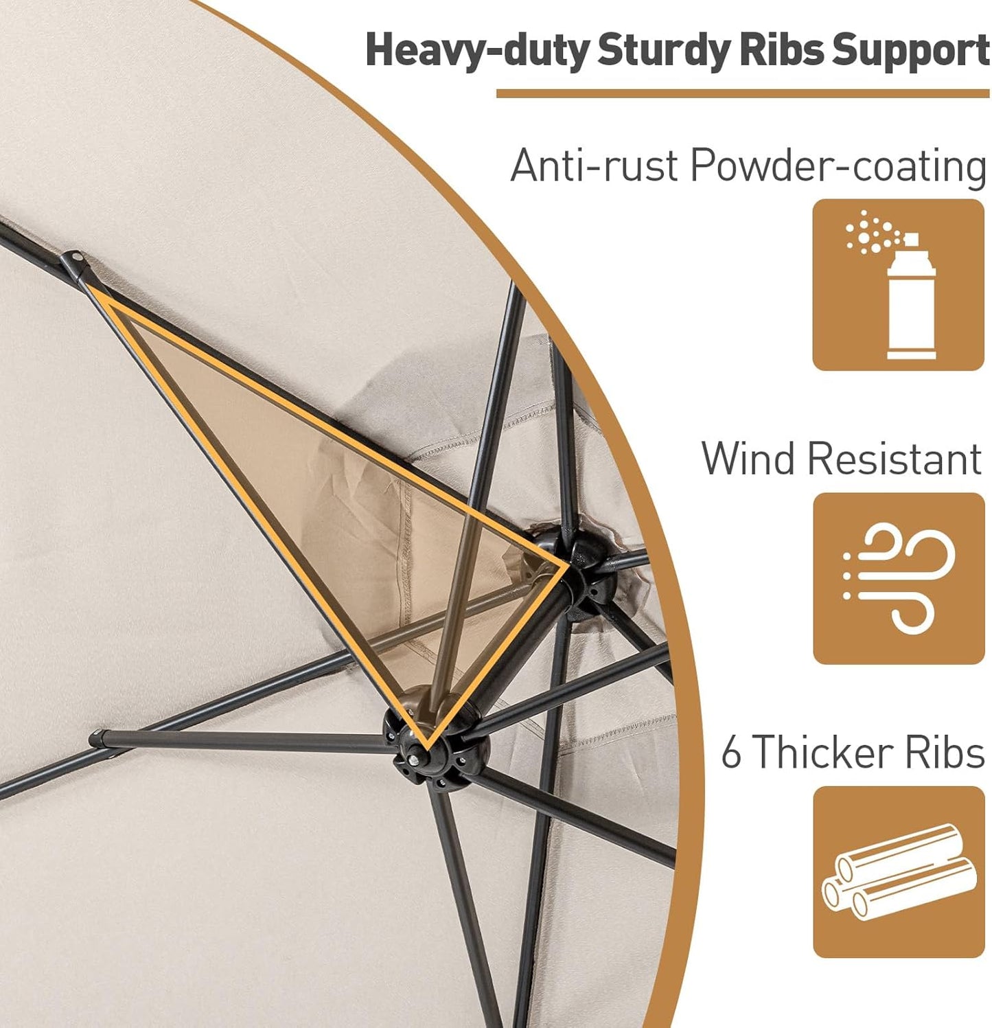 COSIEST 9 x 11.5FT Offset Patio Umbrella, Cantilever Hanging Outdoor Umbrella w/360-degree Rotation, Handy Crank, UV & Waterproof Canopy, 6 Ribs for Market, Backyard, Poolside, Garden