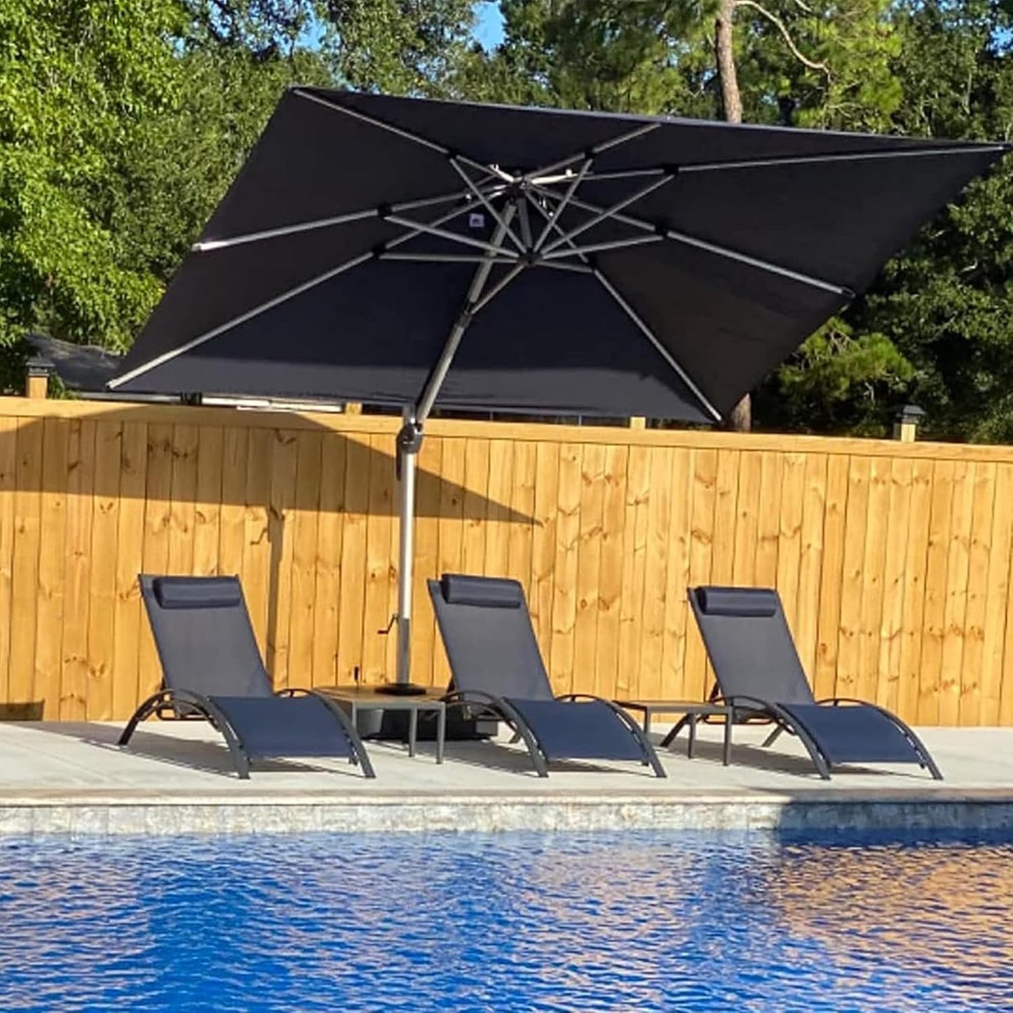 PURPLE LEAF 10ft Patio Umbrella Outdoor Square Large Cantilever Windproof Offset and Heavy Duty Sun Umbrella for Garden Deck Pool, Beige