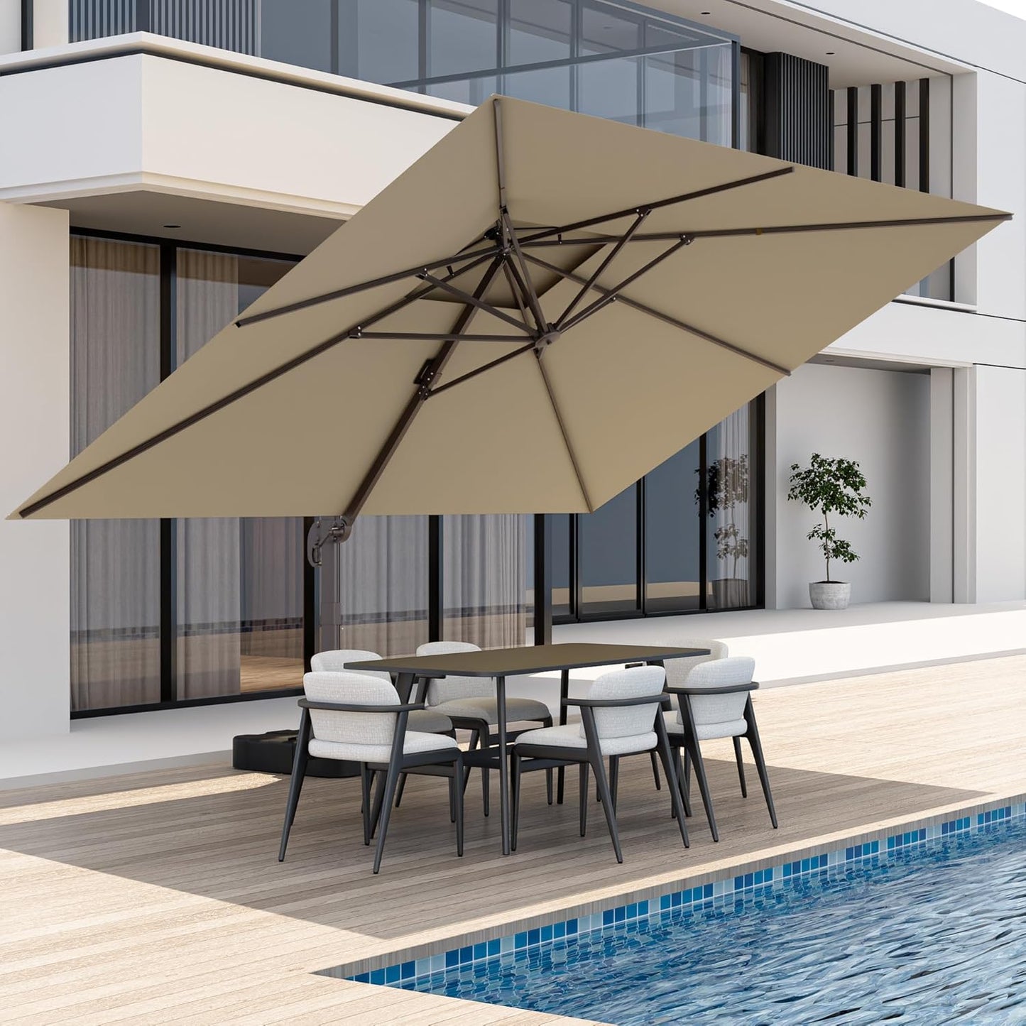 10x13 FT Patio Umbrella, Large Cantilever Rectangular Double Top Heavy Duty Offset Umbrellas with 360° Rotation, Outdoor shade for Garden Deck Pool Patio, Navy