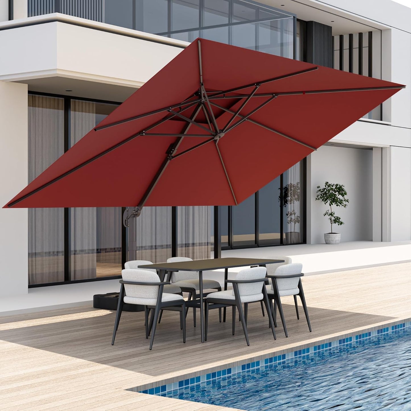 10x13 FT Patio Umbrella, Large Cantilever Rectangular Double Top Heavy Duty Offset Umbrellas with 360° Rotation, Outdoor shade for Garden Deck Pool Patio, Navy