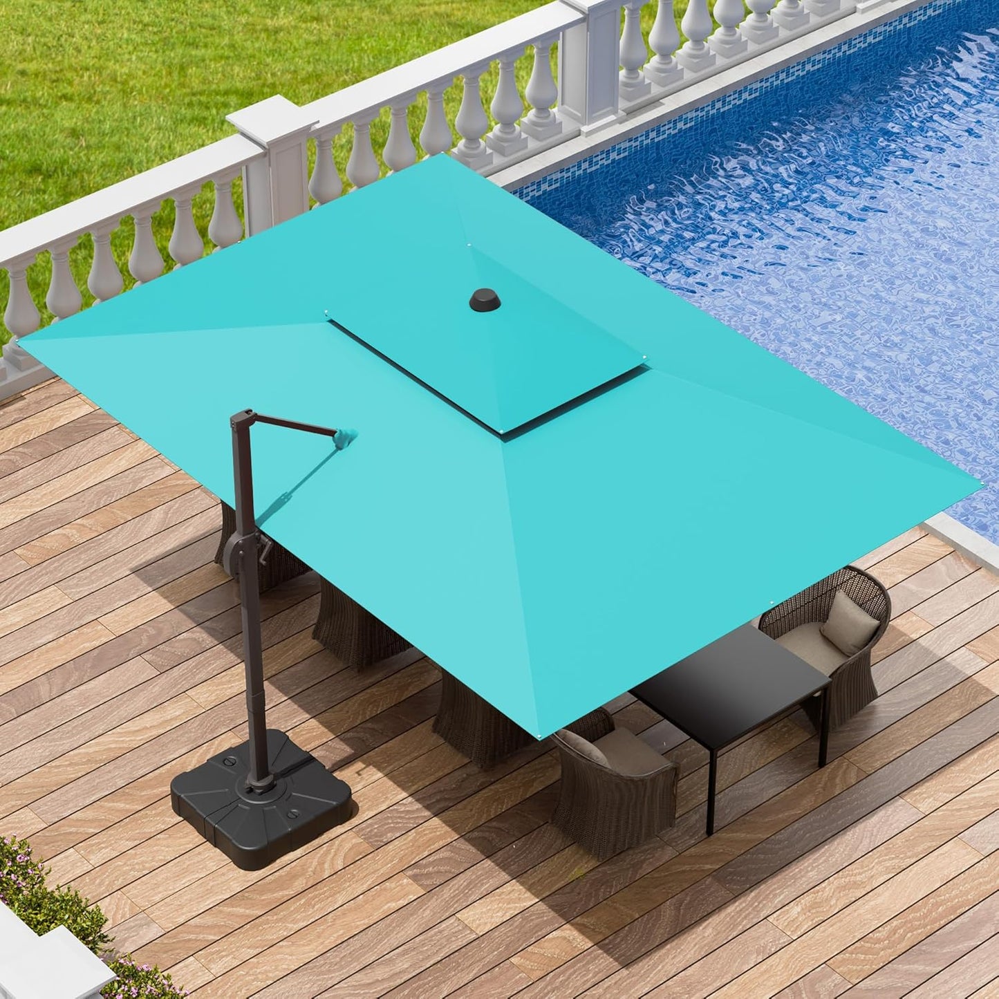 10x13 FT Patio Umbrella, Large Cantilever Rectangular Double Top Heavy Duty Offset Umbrellas with 360° Rotation, Outdoor shade for Garden Deck Pool Patio, Navy