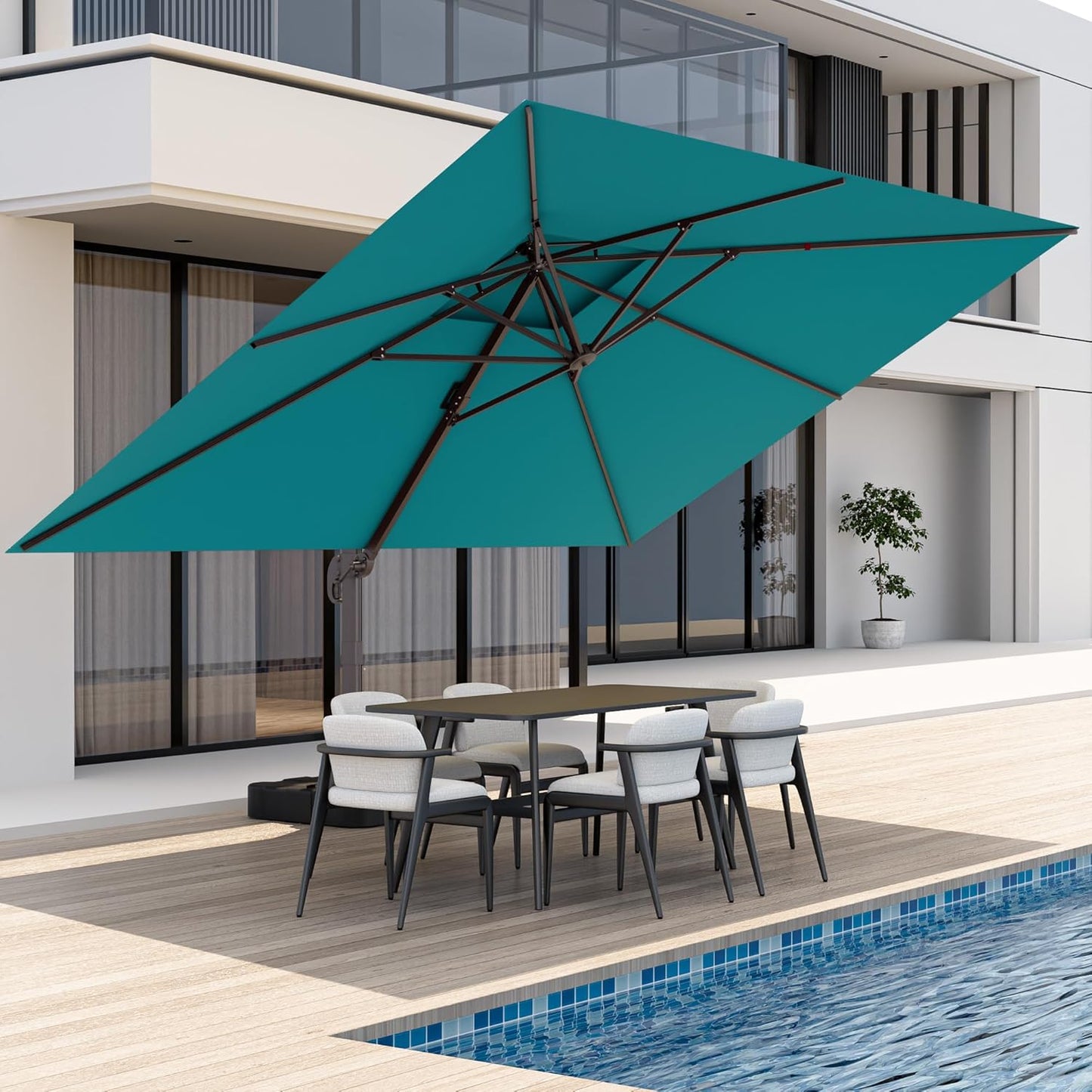 10x13 FT Patio Umbrella, Large Cantilever Rectangular Double Top Heavy Duty Offset Umbrellas with 360° Rotation, Outdoor shade for Garden Deck Pool Patio, Navy