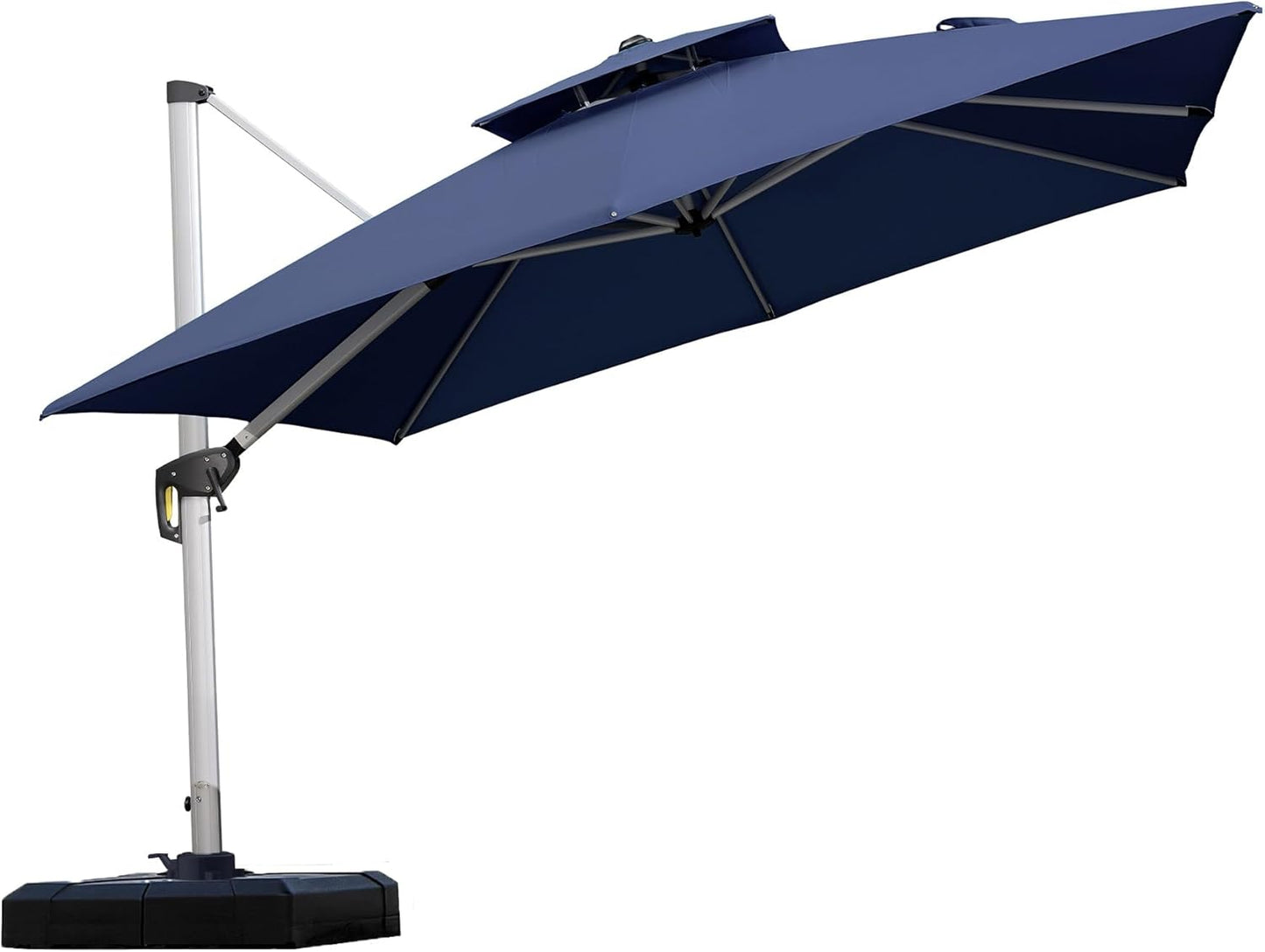 PURPLE LEAF 10ft Patio Umbrella Outdoor Square Large Cantilever Windproof Offset and Heavy Duty Sun Umbrella for Garden Deck Pool, Beige