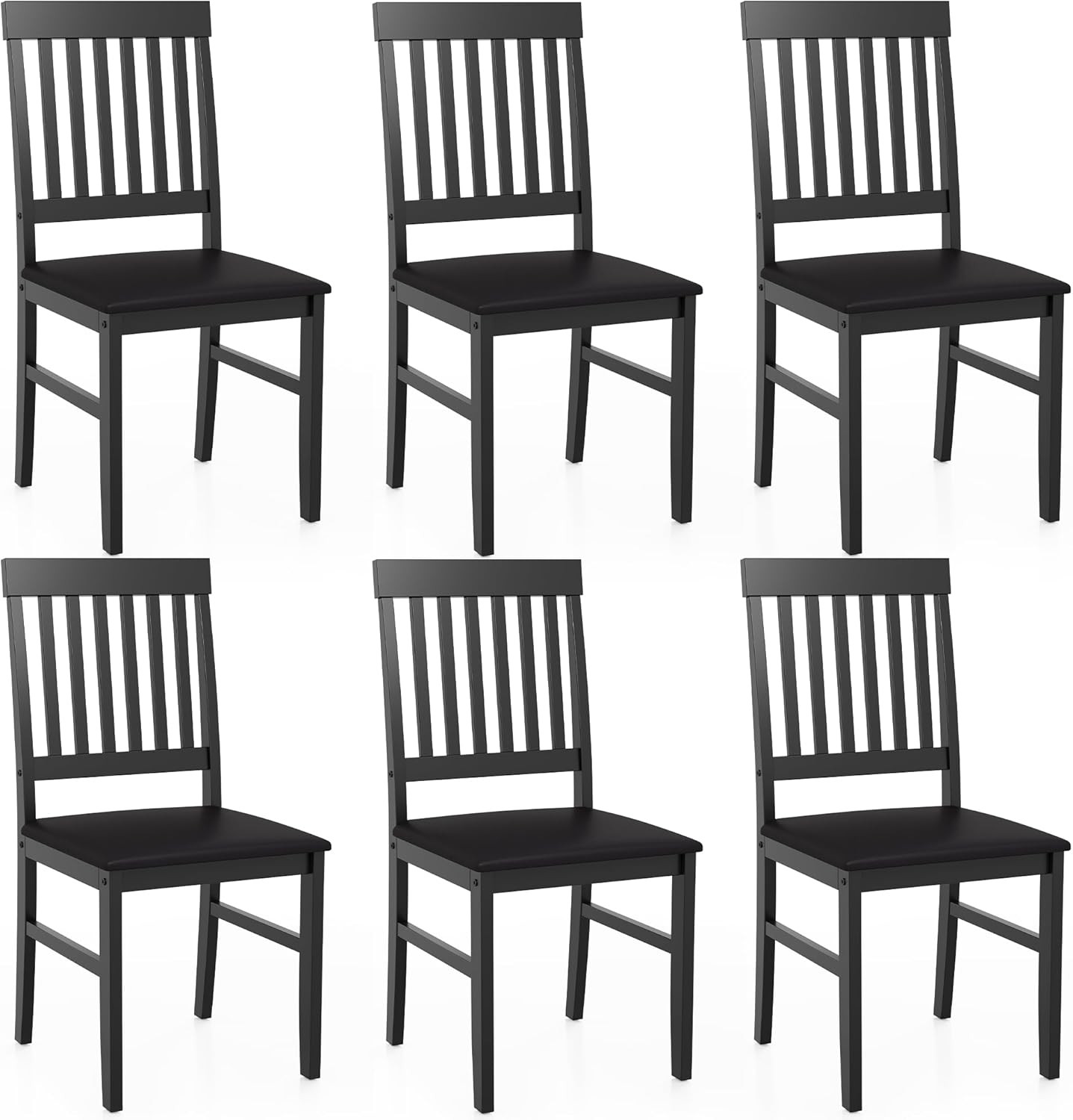 Dining Table Set for 6, Solid Wood Set, Farmhouse Rectangular Kitchen Table and 6 Chairs, 7-Piece Dinette Table Set for Dining Room, Living Room, Home Office, Terrace, Courtyard, Brown