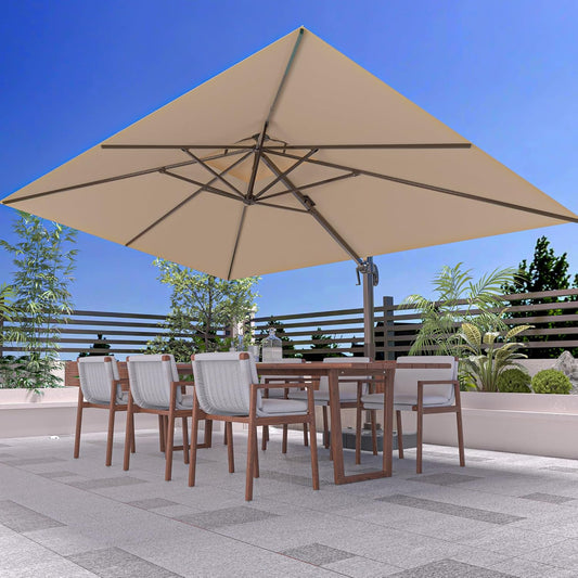 10' X 13' Outdoor Patio Umbrella Large Rectangle Cantilever Umbrella Heavy Duty 360°Rotation Offset Umbrella for Garden Deck Pool Patio,Beige