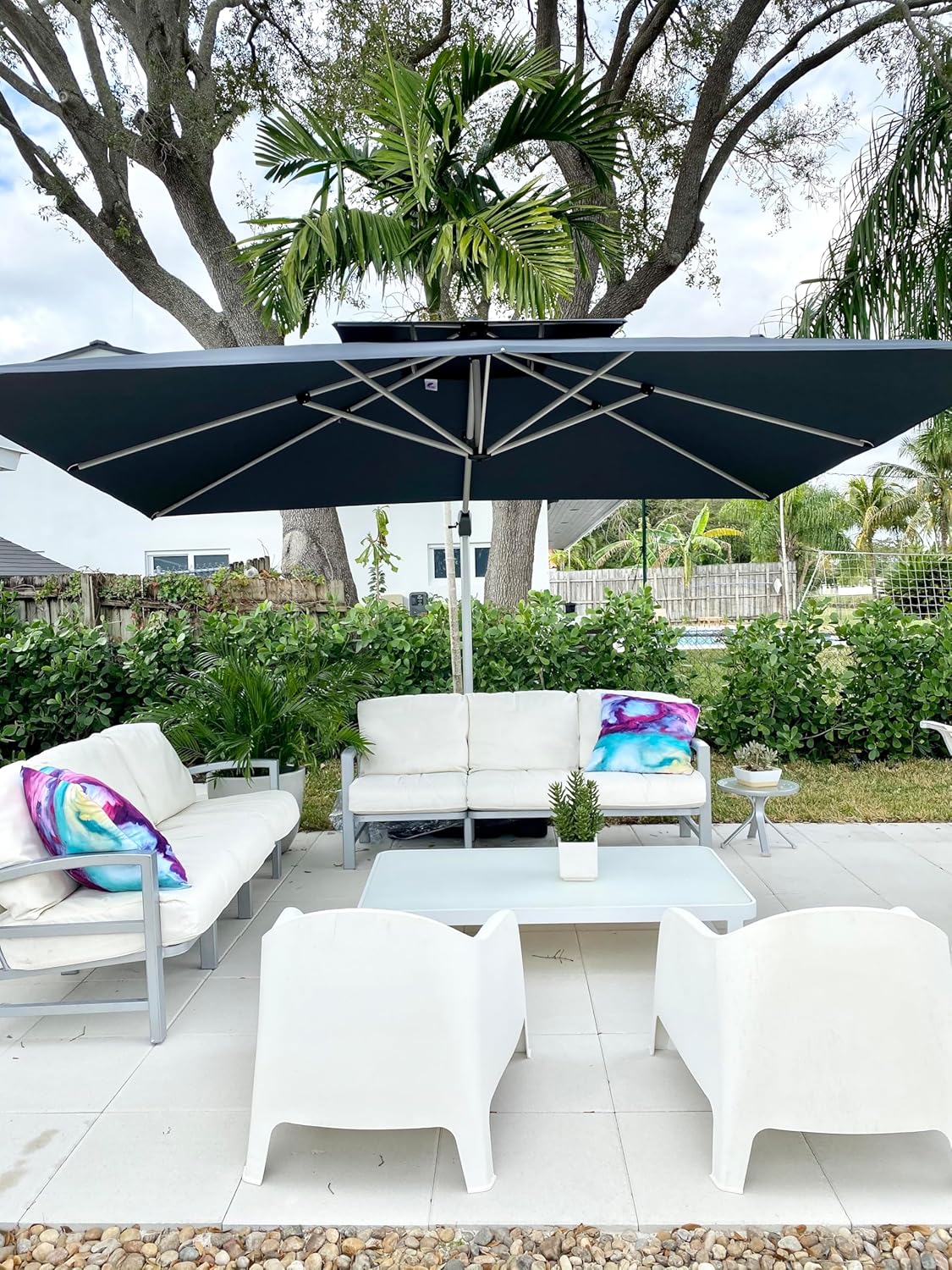 PURPLE LEAF 10ft Patio Umbrella Outdoor Square Large Cantilever Windproof Offset and Heavy Duty Sun Umbrella for Garden Deck Pool, Beige